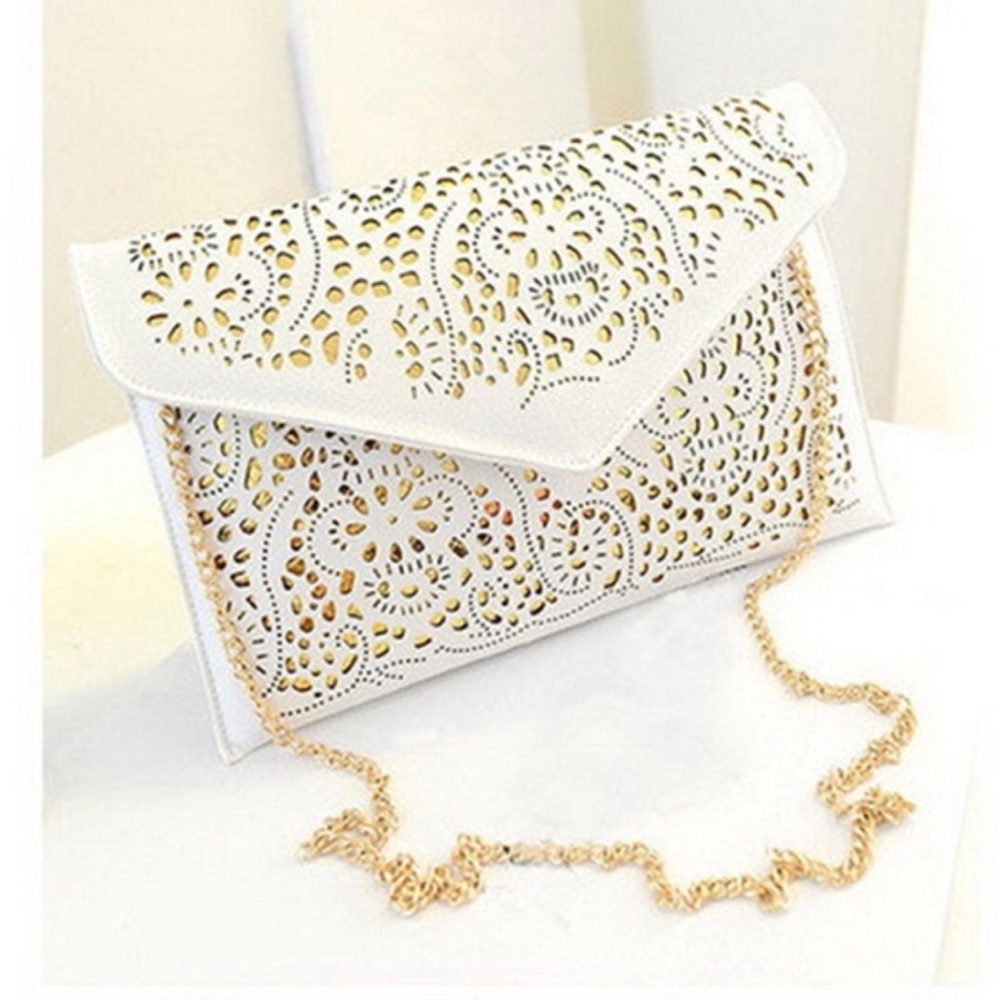 White and gold cross body bag